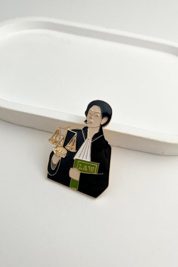 Mineli Kadın Avukat İğneli Broş (5cm) - 2