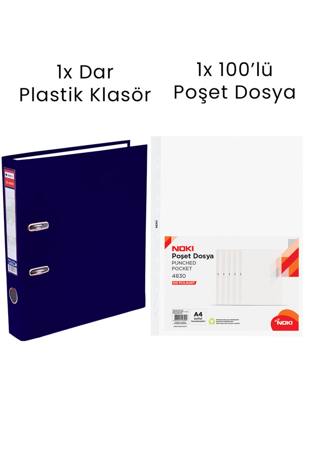 1 Adet Tigra Dar Klasör 1 Adet Noki 100'lü Poşet Dosya Ofis Seti - 7
