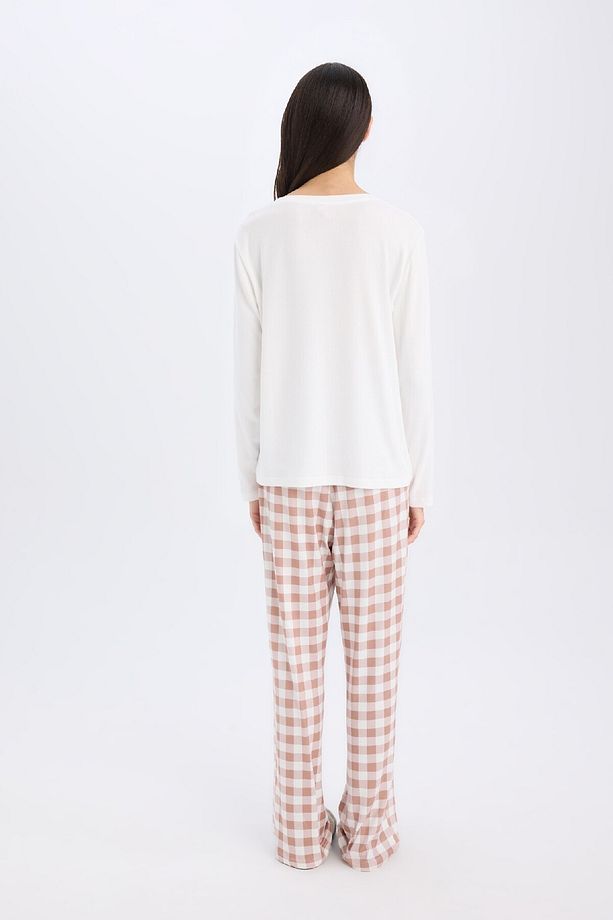 Fall in Love Pijama Takımı Uzun Kollu Üst Kareli Esnek Belli Uzun Alt D2266AX24WN - 7