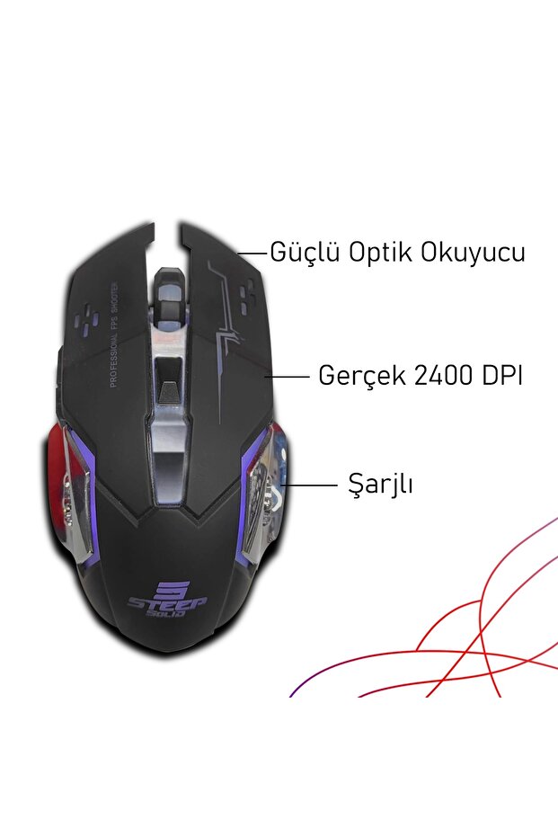 ST-13S Kablolusuz - Wiriless Şarjlı RGB Gaming Oyuncu Mouse - 3