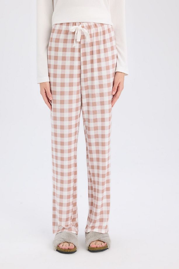 Fall in Love Pijama Takımı Uzun Kollu Üst Kareli Esnek Belli Uzun Alt D2266AX24WN - 6