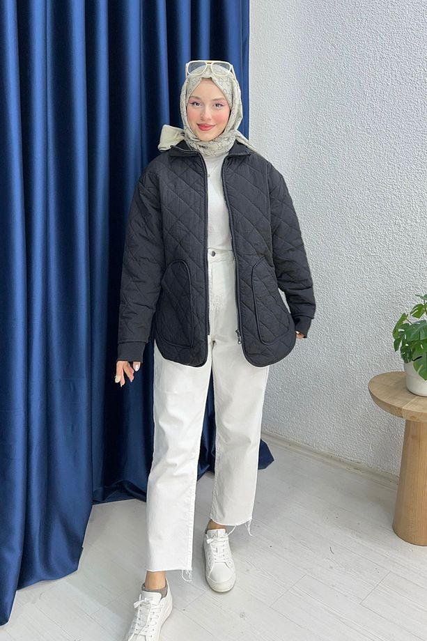Ribanalı Kapitone Ceket - 4