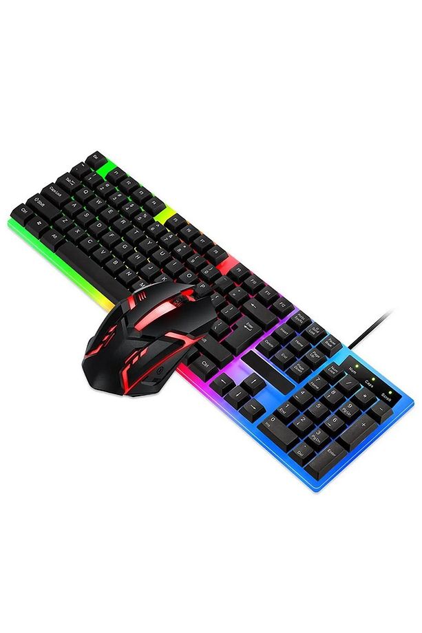Kablolu USB Türkçe Q Multi Fonksiyonlu 104 Tuş Reinbow Aydınlatmalı Gaming Oyuncu Klavye Mouse Set - 3