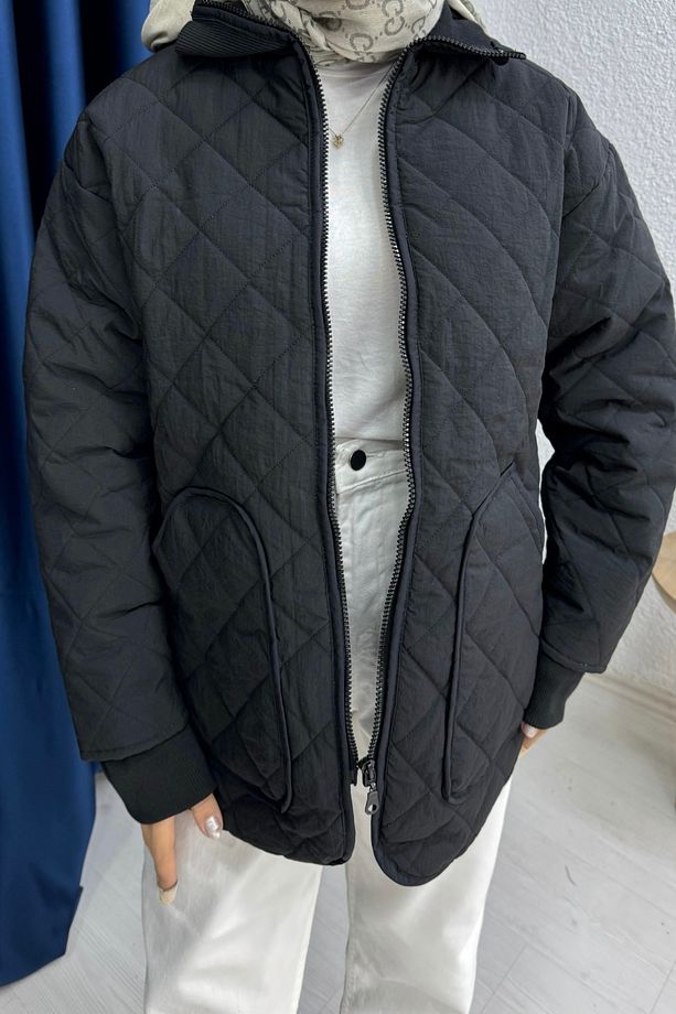 Ribanalı Kapitone Ceket - 7