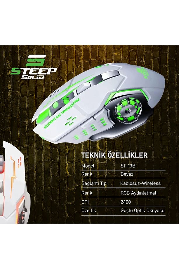 St-13s Kablolusuz - Wiriless Şarjlı Rgb Gaming Oyuncu Mouse - 4