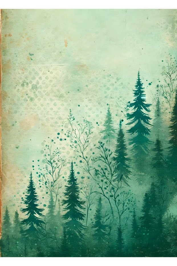 Kuromi54 20Pcs Pine Tree Pattern A4 Cute Event Love Letter Paper Illustrated A4
