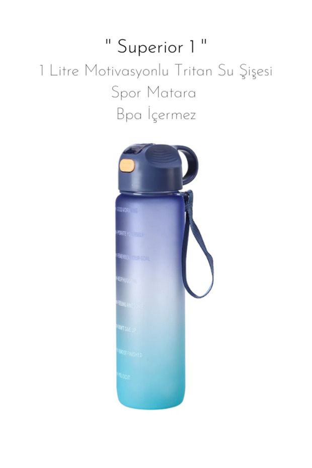 '' Superior 1'' - 1 Liter Motivated Tritan Water Bottle Sports Flask - Bpa Free