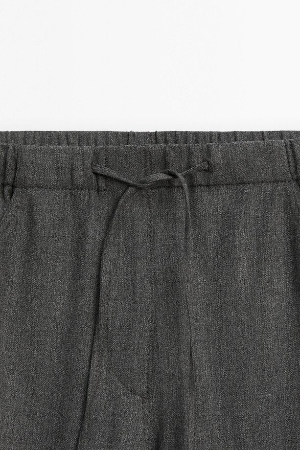 Bağcıklı straight fit flanel pantolon - 7