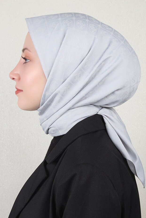 Pamuklu Eşarp 4105-3 Gümüş - 2