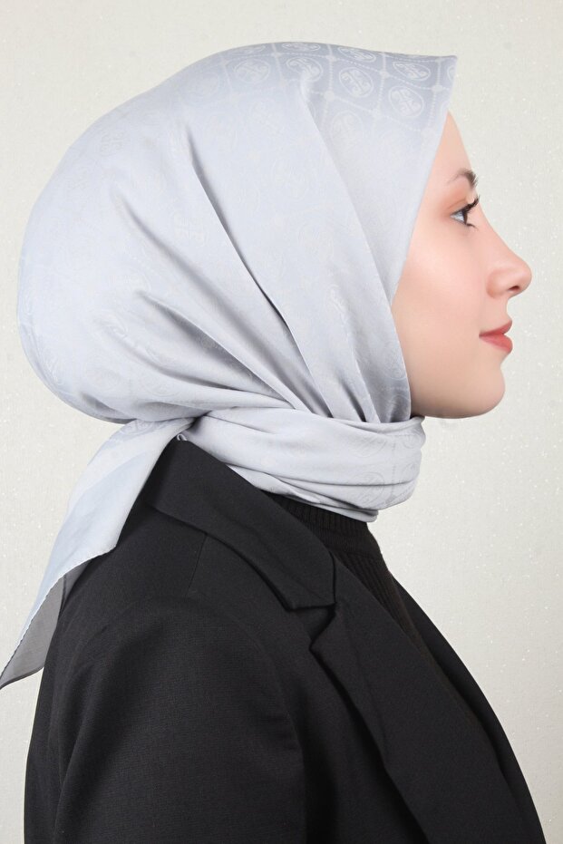 Pamuklu Eşarp 4105-3 Gümüş - 1