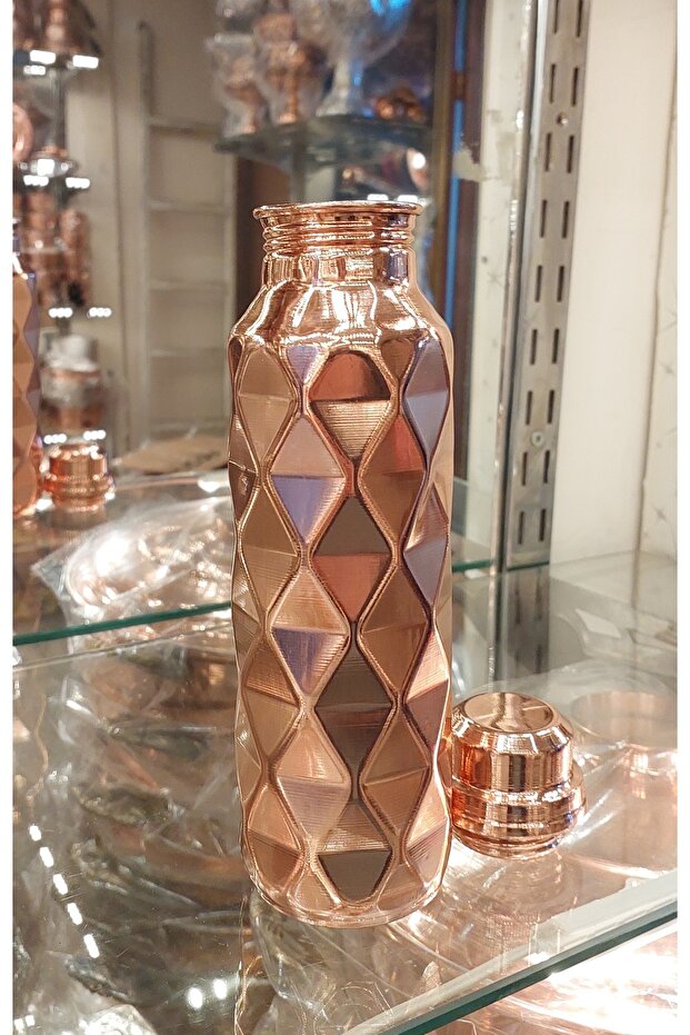 Bakır Su Matarası Bakır Matara Bakır Su Şişesi Bakır Şişe 550 ML Bakır Termus - 6