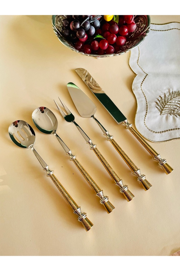 Çelik 5 Parça Gold Servis Seti - 1