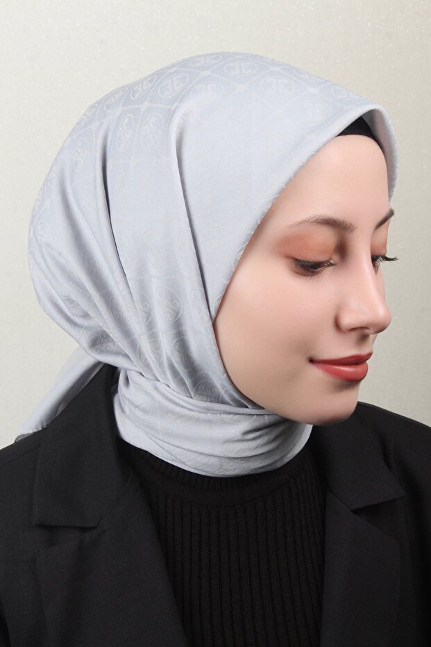 Pamuklu Eşarp 4105-3 Gümüş - 3