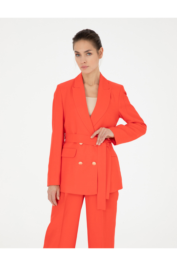 Pomegranate Flower Linen Blended Regular Fit Jacket 50282080-Vr239