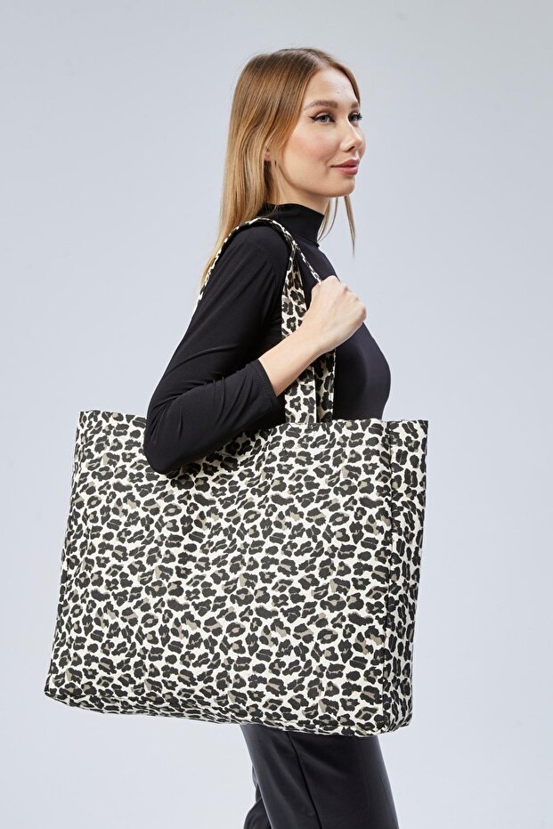 Leopar Desen Büyük Boy Çanta - 1