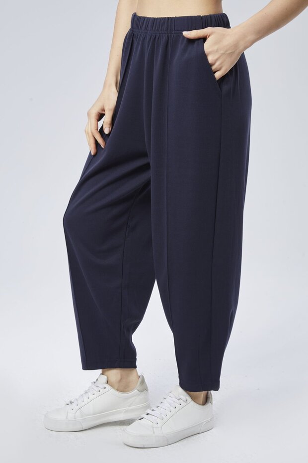 MODAL KUMAŞTAN YUMUŞAK DOKULU İPEKSİ JOGGER ŞALVAR EŞOFMAN ALTI-XL - Lacivert - 1