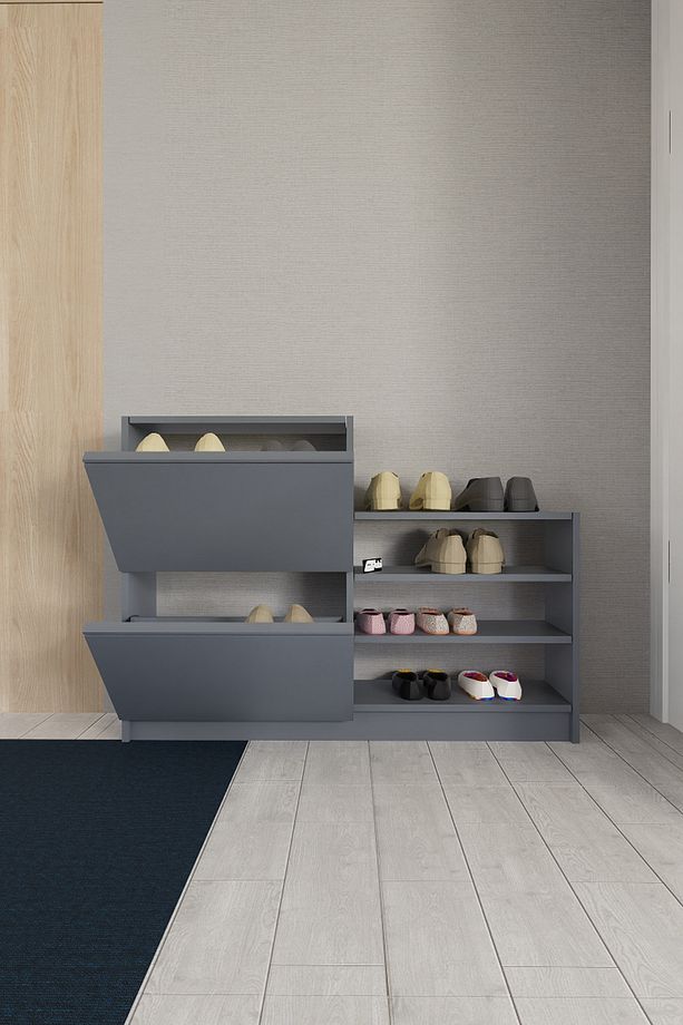 Rukka Düşer Kapak Ayakkabı Dolabı Antrasit - 4