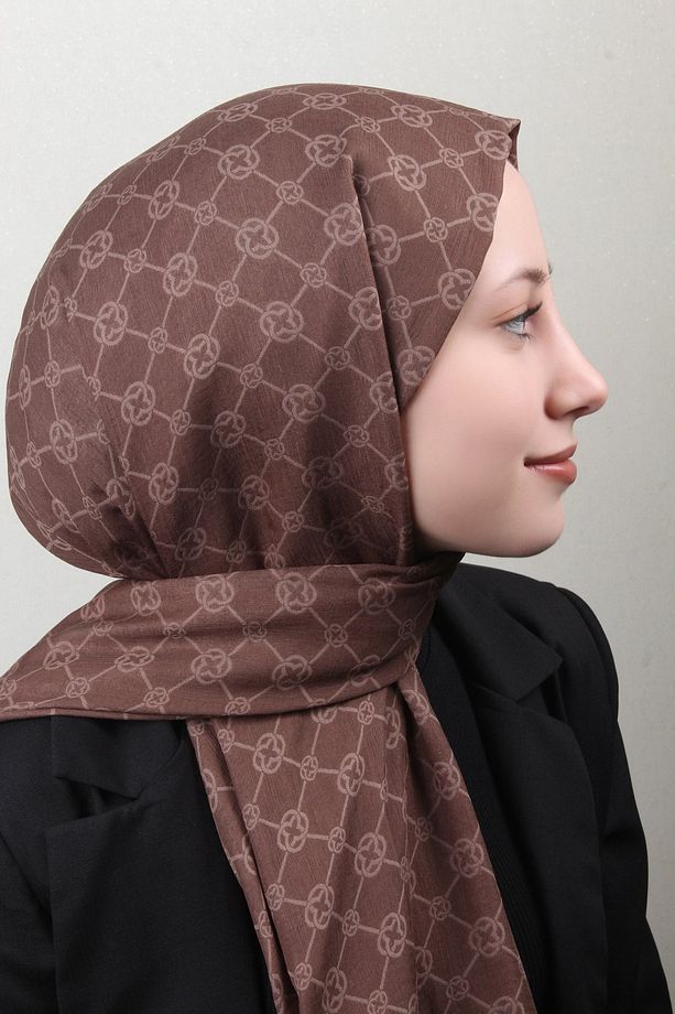 Elegance Monogram Şal 4108-1 Kahve - 1