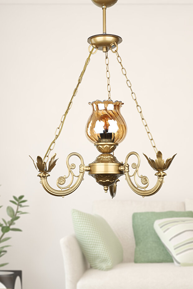 Buğlem Tekli Somon Camlı Avize - 1