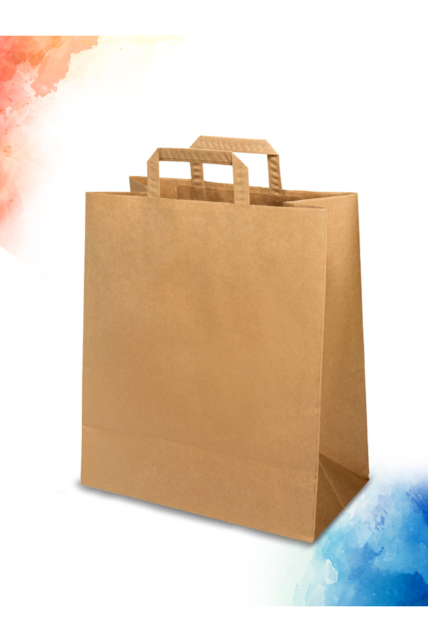 50 ADET TEK YÖN BASKILI KRAFT KAĞIT ÇANTA/POŞET 28X16X28 CM (FT39-50) - 2