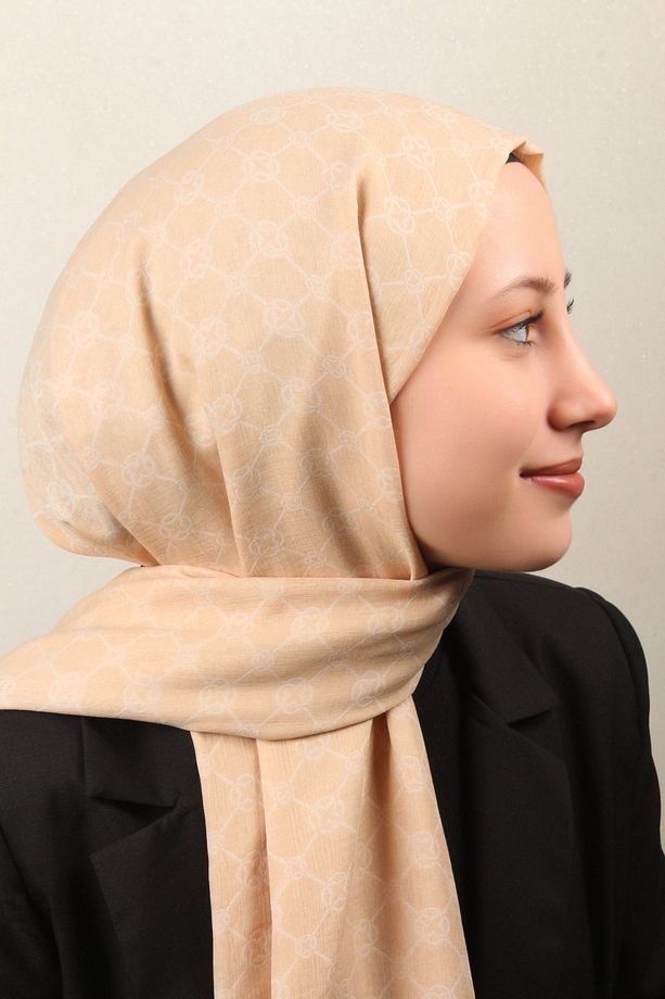 Elegance Monogram Şal 4108-10 Bej - 3