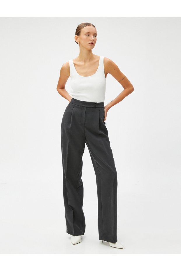 Palazzo Trousers with Pockets Modal Blend