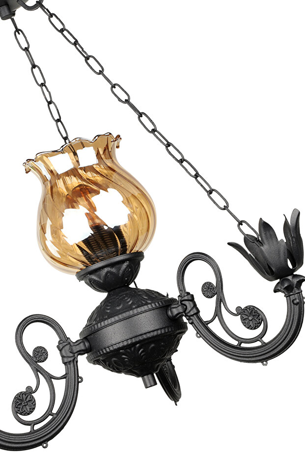 Buğlem Tekli Siyah Camlı Avize - 4