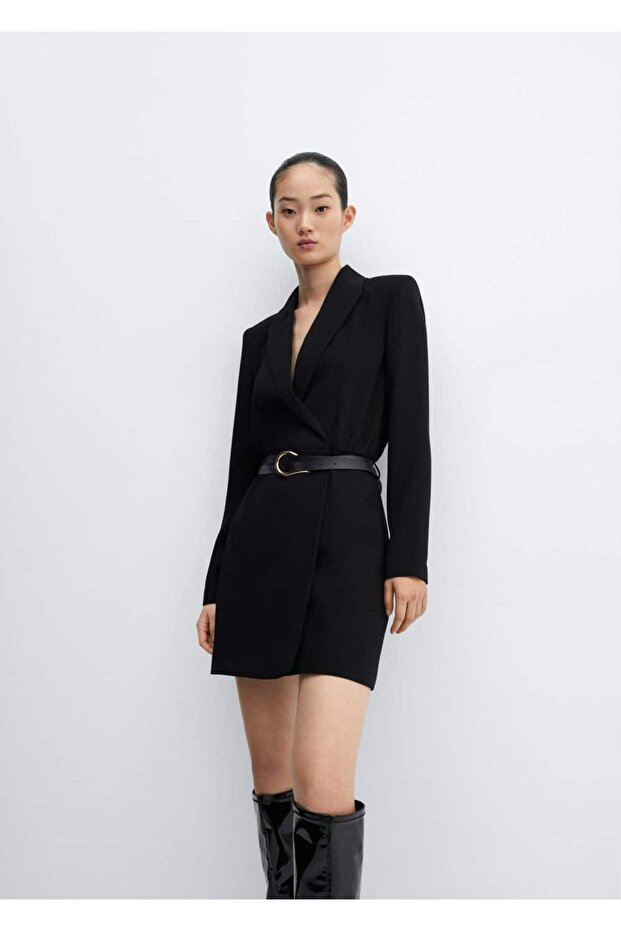 Kemerli anvelop elbise - 5