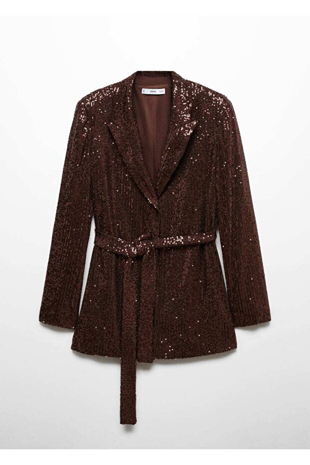 Kemerli Pullu Blazer Ceket - 3