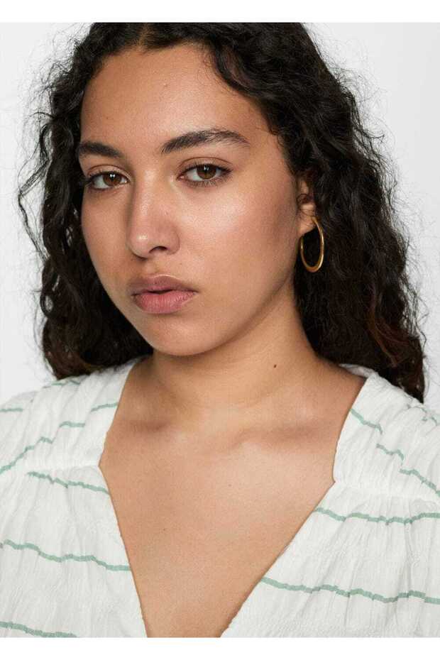 Fiyonklu çizgili elbise - 5