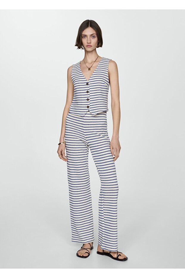 Çizgili kroşe pantolon - 2