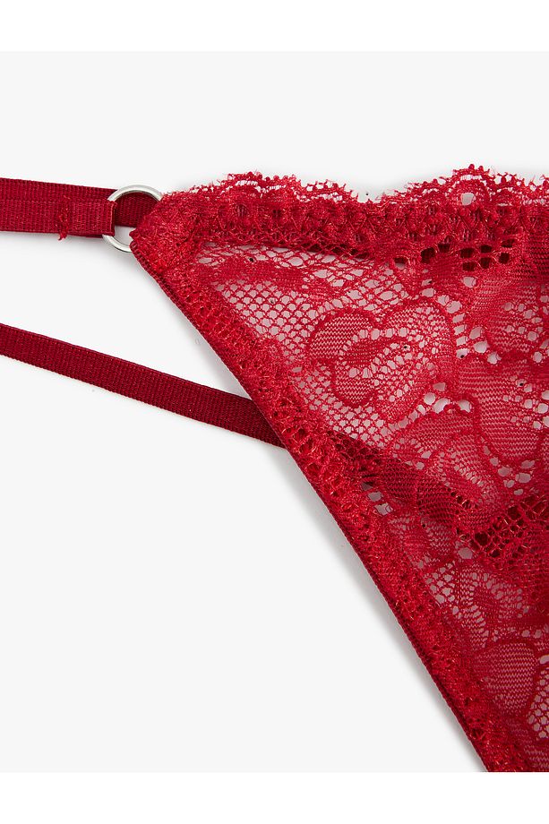 Yanları İpli Dantelli String Külot - 8