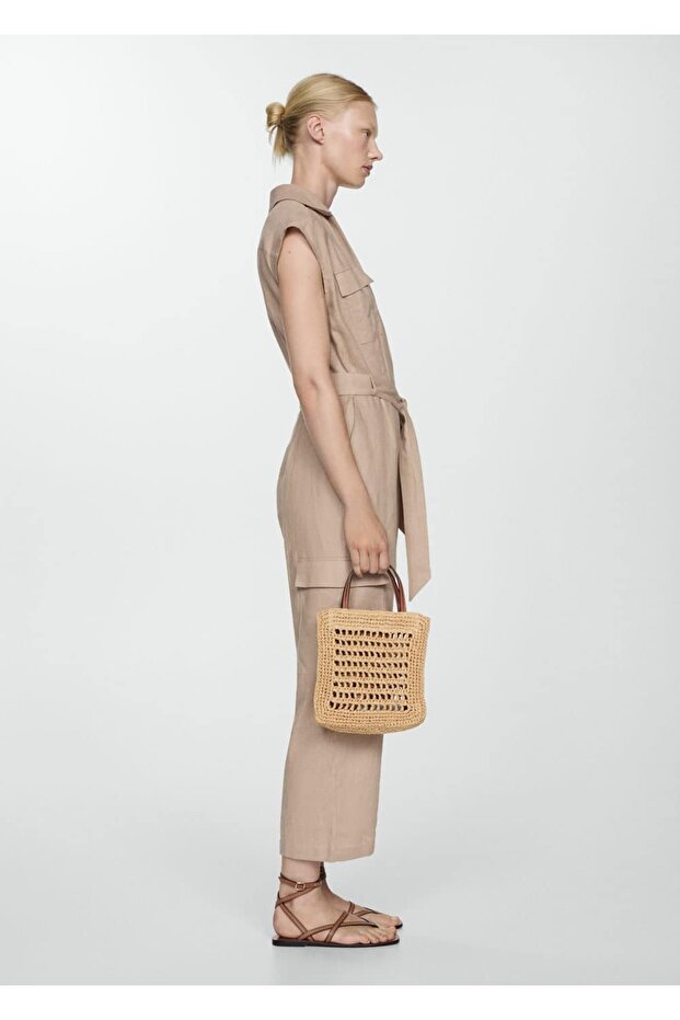 Kargo tarz keten tulum - 7