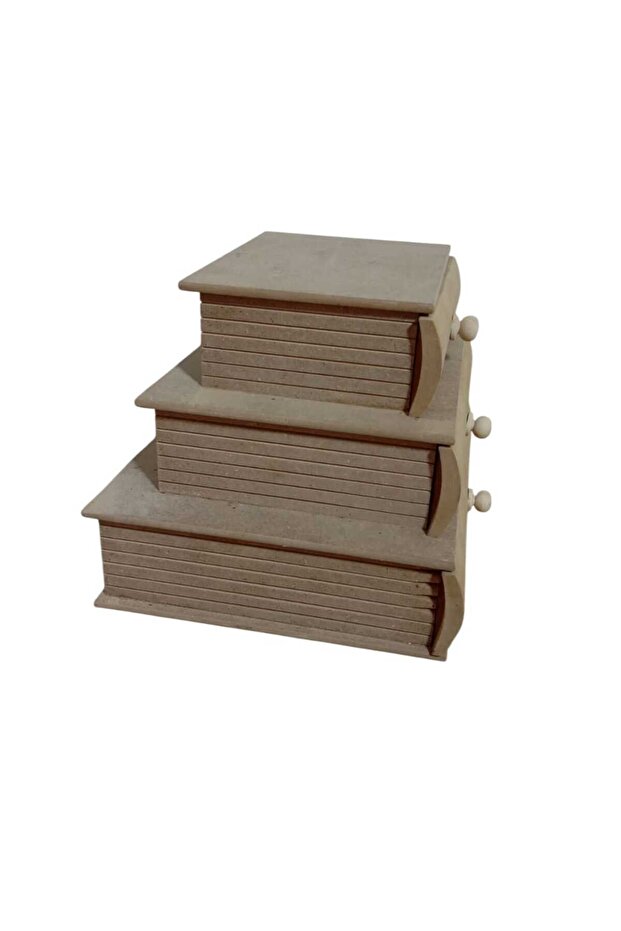 صندوق MDF على شكل كتاب مع 3 أدراج