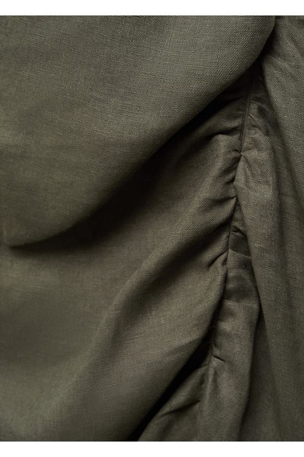 Drape detaylı yırtmaçlı elbise - 5
