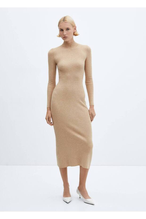 Perkins yaka ribana elbise - 2