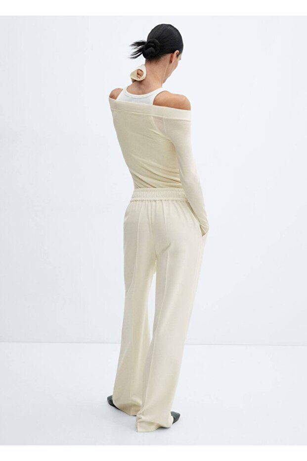 Elastik belli wideleg pantolon - 4