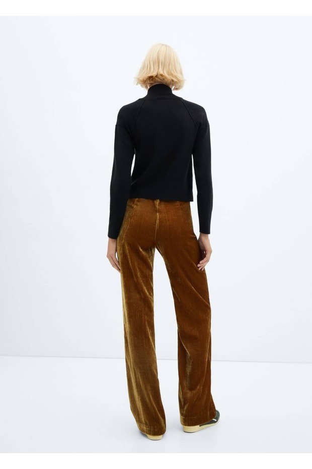 Dikişli Kadife Pantolon - 4