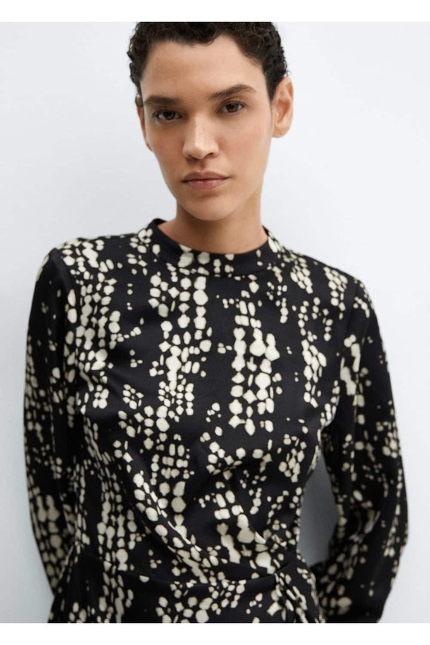 Desenli pilili elbise - 5