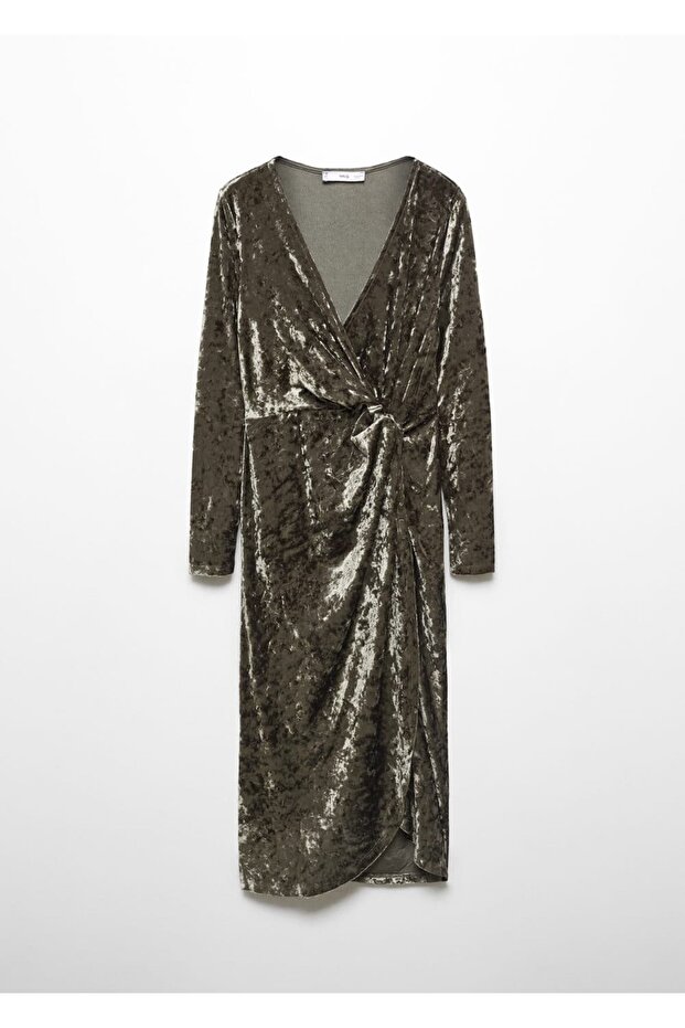 Düğümlü kadife elbise - 3