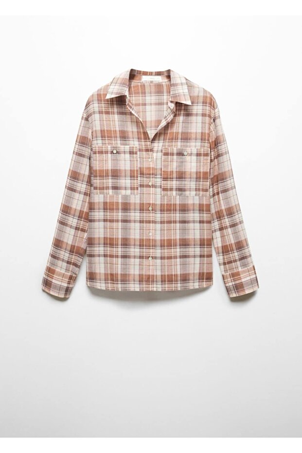 Göğsü cepli kareli gömlek - 3