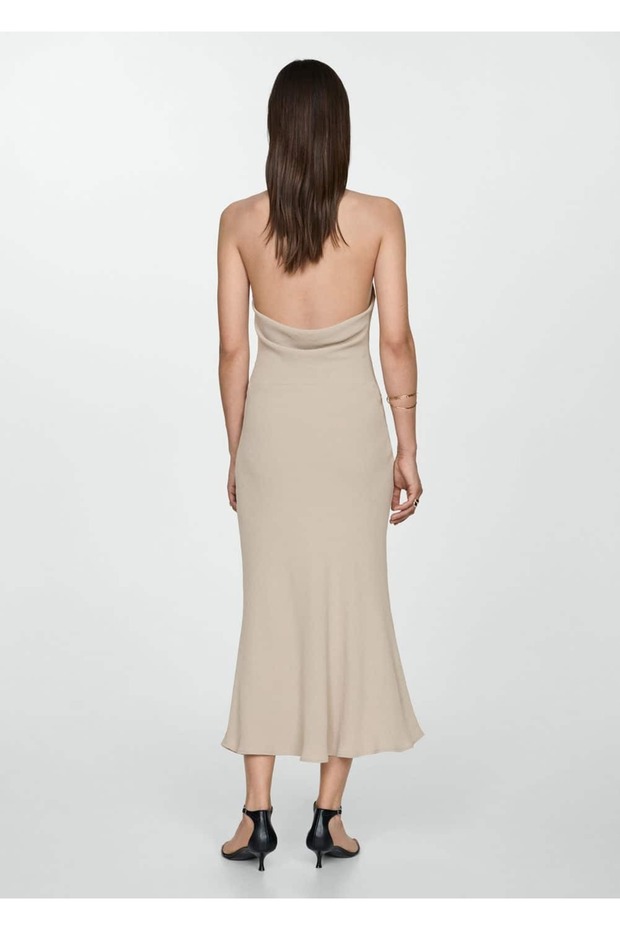 Drape Yaka Halter Yaka Elbise - 4