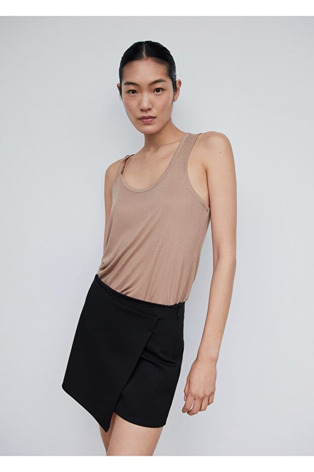 Dokuma çapraz mini etek - 7