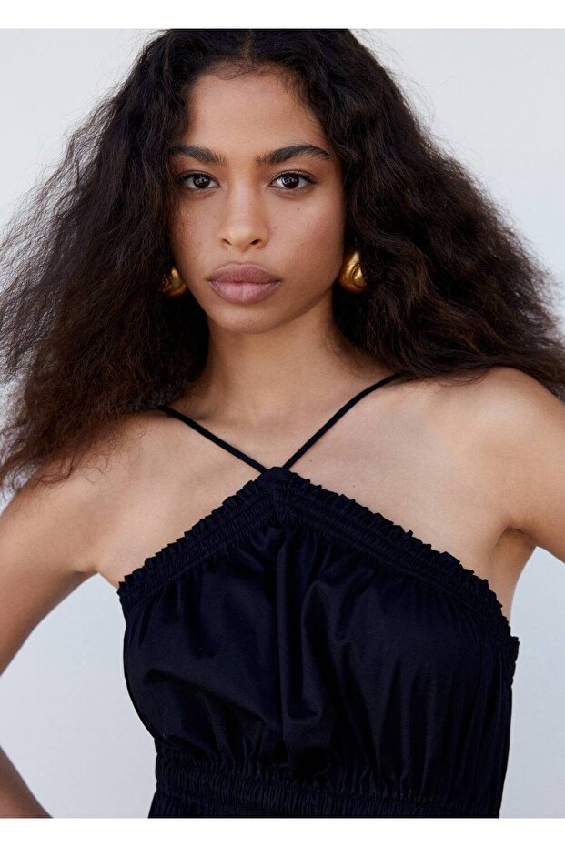 Büzgülü Halter Elbise - 6