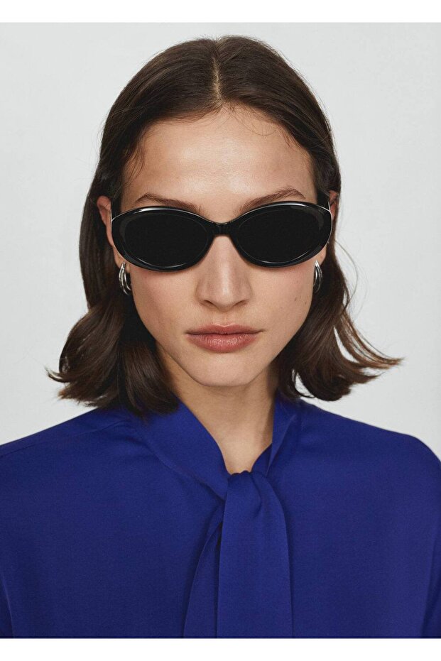 Saten çiçekli chocker bluz - 7