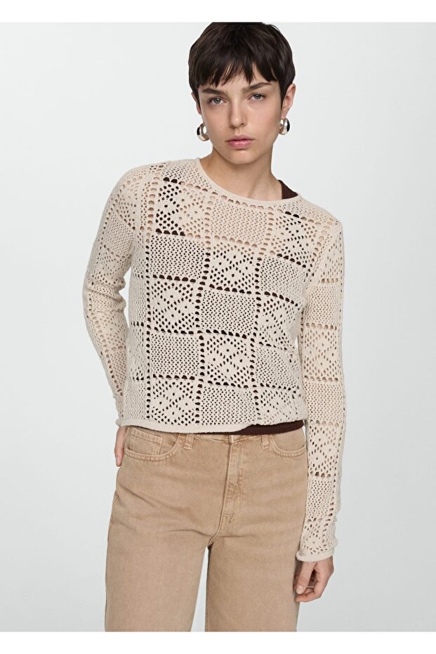 Häkelpullover mit durchbrochenem Detail - 1