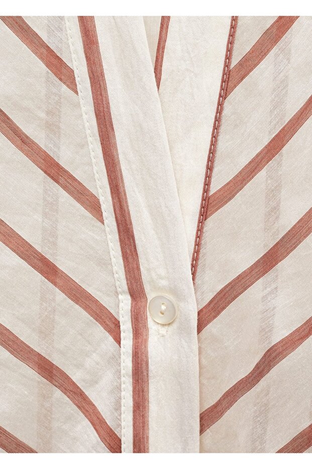 Çizgili yarı transparan gömlek - 5