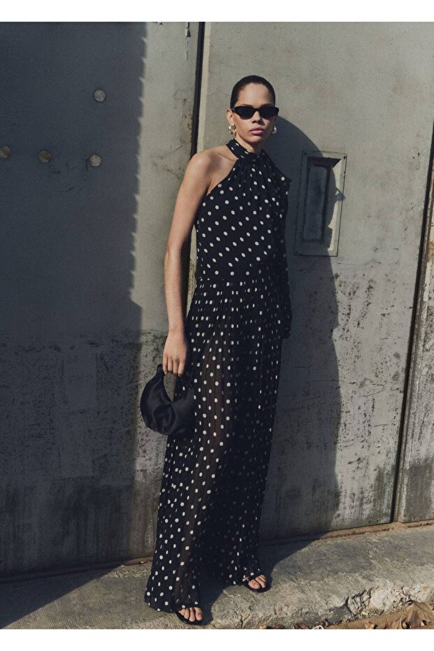 Puantiyeli pilili pantolon - 5