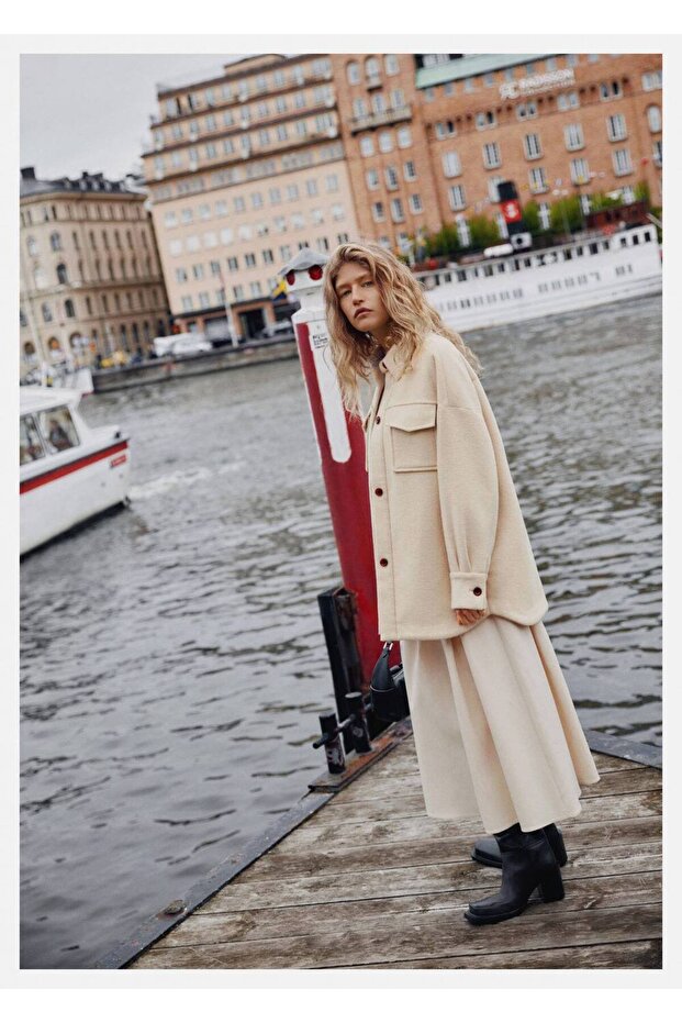 Uzun Yün Gömlek Ceket - 8