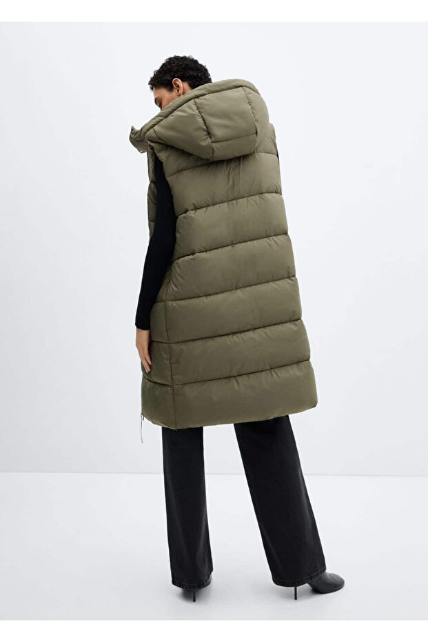 Kapüşonlu kapitone yelek - 4